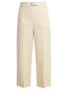Matchesfashion.com Redvalentino - Buckle Detail Wide Leg Cropped Trousers - Womens - Ivory