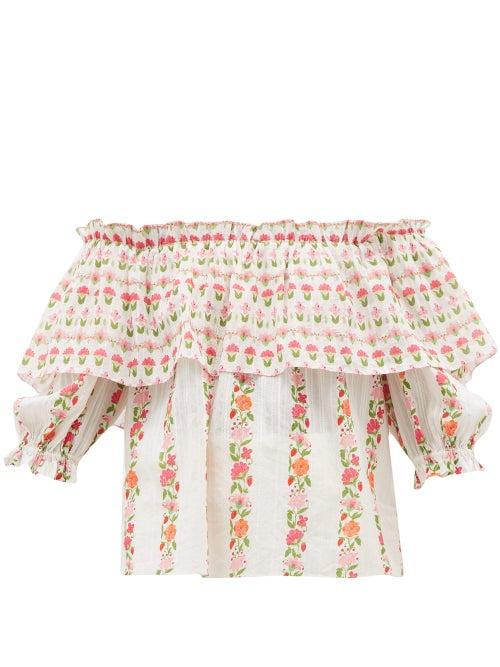 Matchesfashion.com Beulah - Ridhi Floral Print Cotton Top - Womens - Multi