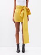 Bernadette - Bernard Bow-waist Taffeta Mini Skirt - Womens - Yellow