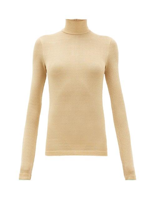 Matchesfashion.com Acne Studios - Elin Metallic Roll Neck Sweater - Womens - Beige