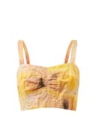 Jason Wu Collection - Impressionist-print Cotton-blend Crepe Crop Top - Womens - Yellow Multi