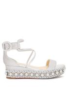 Matchesfashion.com Christian Louboutin - Chocazeppa Metallic Leather Flatforms - Womens - Silver