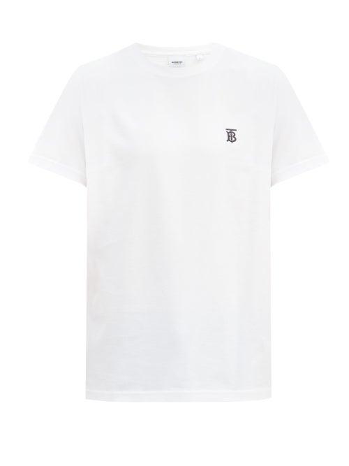 Matchesfashion.com Burberry - Parker Logo-embroidered Cotton-jersey T-shirt - Mens - White