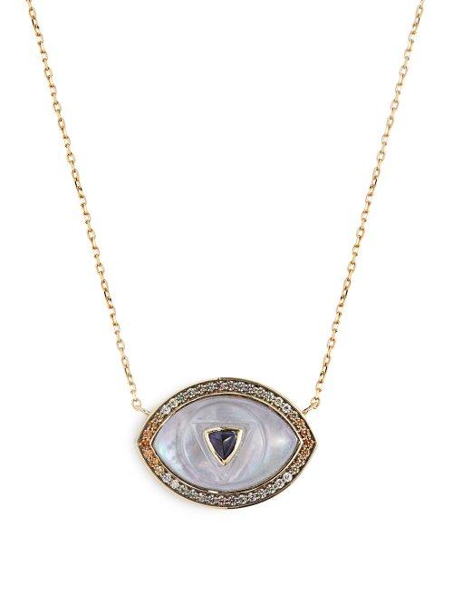 Matchesfashion.com Noor Fares - Ajna 18kt Gold, Sapphire, & Diamond Pendant - Womens - Blue