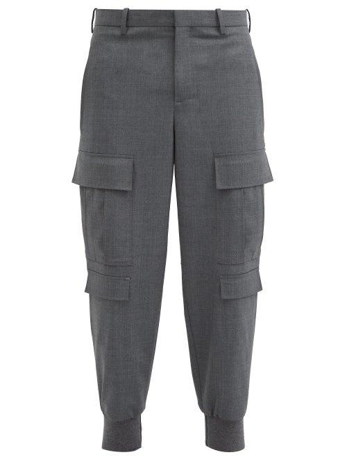 Matchesfashion.com Neil Barrett - Cargo-pocket Cuffed Stretch-gabardine Trousers - Mens - Grey