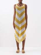 Dodo Bar Or - Mellor Tasselled Crochet-cotton Midi Dress - Womens - Yellow White