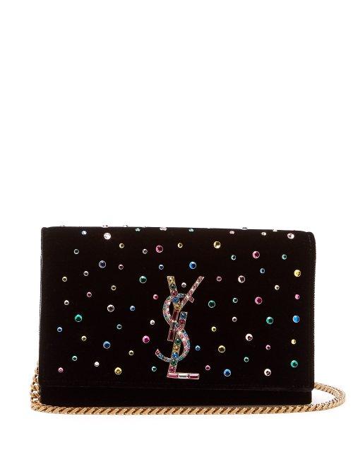 Matchesfashion.com Saint Laurent - Kate Small Crystal Embellished Cross Body Bag - Womens - Black Multi