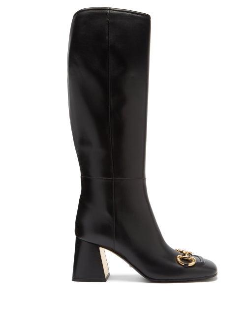 Matchesfashion.com Gucci - Horsebit Leather Knee-high Boots - Womens - Black
