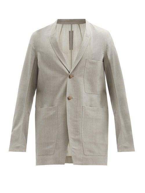 Matchesfashion.com Rick Owens - Single-breasted Wool-blend Jacket - Mens - Light Grey