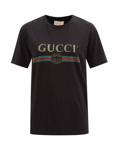 Gucci - Logo-print Cotton T-shirt - Womens - Black