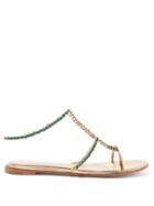 Matchesfashion.com Gianvito Rossi - Crystal Embellished Leather Sandals - Womens - Gold