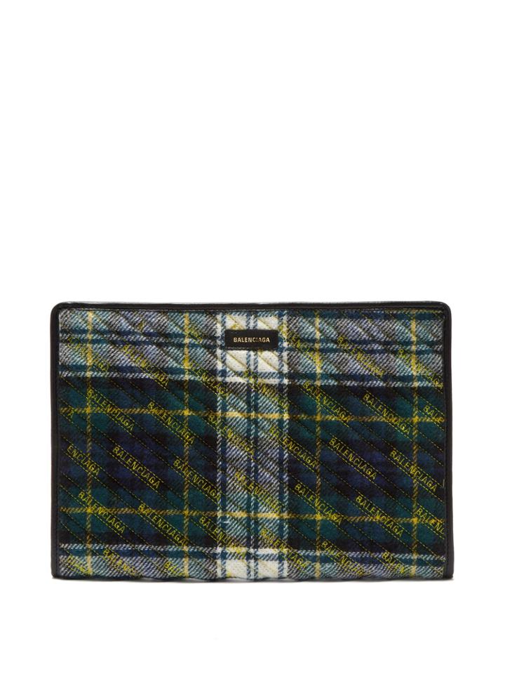 Balenciaga Bazar Plaid Clutch