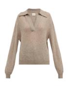 Matchesfashion.com Khaite - Jo Collared Cashmere Blend Sweater - Womens - Beige