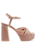 Matchesfashion.com Gianvito Rossi - Poppy 70 Knotted Velvet Platform Sandals - Womens - Pink