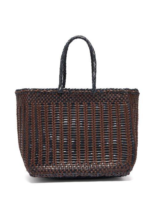 Matchesfashion.com Dragon Diffusion - Cannage Woven Leather Tote Bag - Womens - Brown Navy