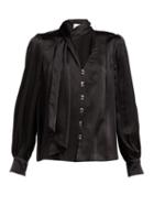 Matchesfashion.com Aje - Astrid Neck Scarf Hammered Silk Blouse - Womens - Black