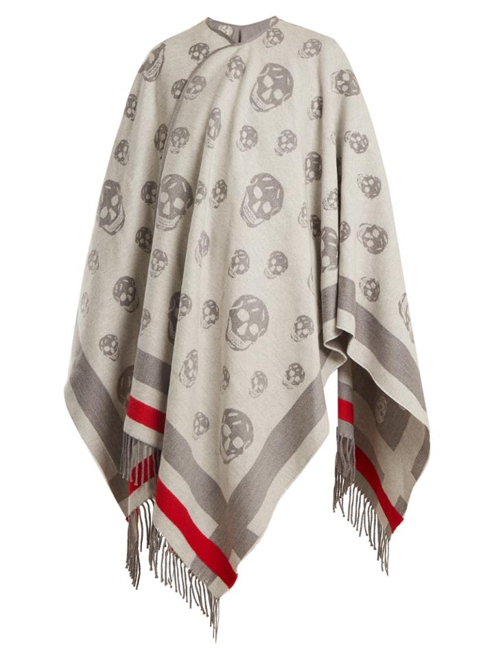 Alexander Mcqueen Skull Wool And Cashmere-blend Cape