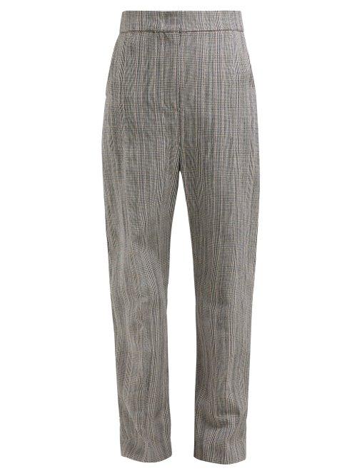 Matchesfashion.com Joseph - Haim Houndstooth Check Cotton Blend Trousers - Womens - Grey Multi