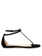 Matchesfashion.com Jimmy Choo - Afia Crystal Embellished Suede Sandals - Womens - Black