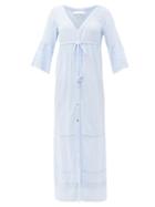 Matchesfashion.com Heidi Klein - Azores Drawstring Waist Cotton Kaftan - Womens - Blue