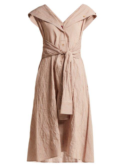 Matchesfashion.com Sies Marjan - Olive Striped Cotton Blend Dress - Womens - Dark Orange