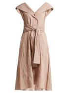 Matchesfashion.com Sies Marjan - Olive Striped Cotton Blend Dress - Womens - Dark Orange