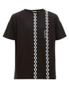 Matchesfashion.com 7 Moncler Fragment - Check Stripe Cotton T Shirt - Mens - Black