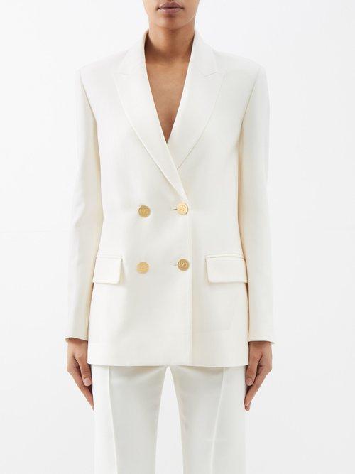 Valentino - Crepe Couture Wool-blend Suit Jacket - Womens - Ivory