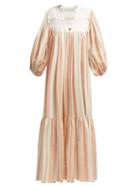 Matchesfashion.com Love Binetti - Light My Fire Striped Cotton Maxi Dress - Womens - Orange Stripe