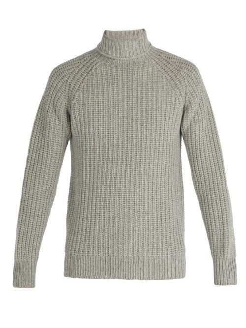 Matchesfashion.com Officine Gnrale - Lambswool Roll Neck Sweater - Mens - Grey