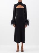16arlington - Odessa Feather-trim Crepe Midi Dress - Womens - Black