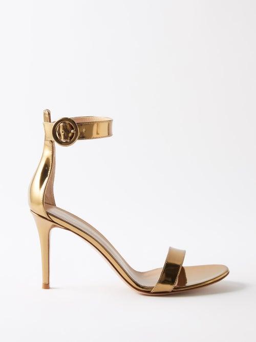 Gianvito Rossi - Portofino 85 Metallic-leather Sandals - Womens - Gold