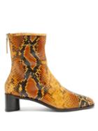 Matchesfashion.com Acne Studios - Snake-effect Leather Ankle Boots - Womens - Black Orange