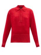 Isabel Marant - Molleton Oversized Wool-blend Polo Sweater - Womens - Red