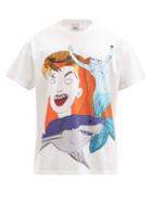 Matchesfashion.com Burberry - Shark And Mermaid-print Cotton-jersey T-shirt - Mens - White Multi