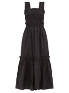 Sea - Phoebe Shirred Cotton-poplin Midi Dress - Womens - Black