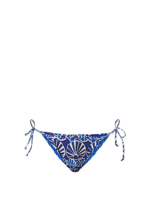 La Doublej - Shell-print Bikini Briefs - Womens - Blue Print
