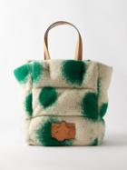 1 Moncler Jw Anderson - Medium Leather-trim Padded-fleece Tote Bag - Mens - Green Multi