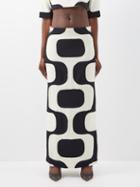 Taller Marmo - Carnival Monochrome-print Crepe Maxi Skirt - Womens - Black