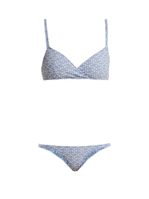 Matchesfashion.com Lisa Marie Fernandez - Yasmin Geometric Pattern Bikini - Womens - Blue Multi