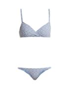 Matchesfashion.com Lisa Marie Fernandez - Yasmin Geometric Pattern Bikini - Womens - Blue Multi