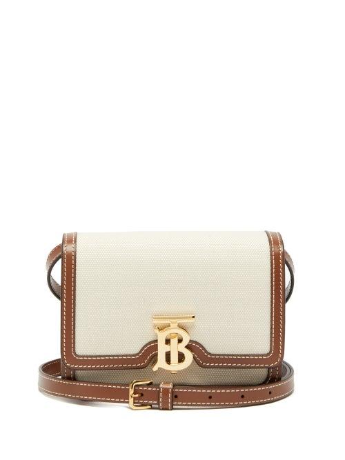Burberry - Tb Mini Canvas And Leather Cross-body Bag - Womens - Cream
