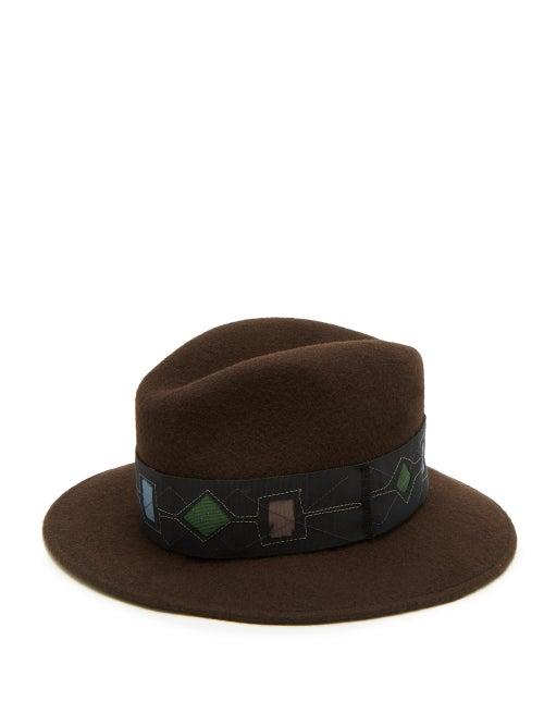 Matchesfashion.com Albertus Swanepoel - Argyle Felted Wool Fedora - Mens - Brown