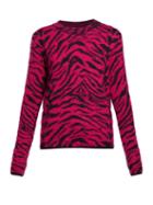 Matchesfashion.com Saint Laurent - Zebra Jacquard Wool Blend Sweater - Womens - Pink Multi
