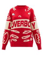Ladies Rtw Charles Jeffrey Loverboy - Logo-jacquard Wool-blend Sweater - Womens - Red Multi