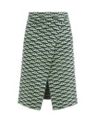 Joostricot - Boat-jacquard Lyocell-blend Wrap-effect Skirt - Womens - Navy Multi