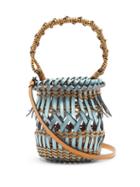 Matchesfashion.com Loewe - Fringes Small Woven-leather Bucket Bag - Womens - Blue Multi