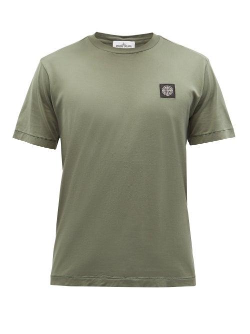 Stone Island - Logo-patch Cotton-jersey T-shirt - Mens - Green