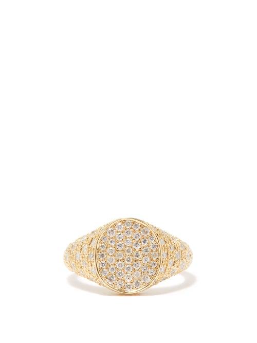 Yvonne Lon - Diamond & 9kt Gold Signet Ring - Womens - White Gold