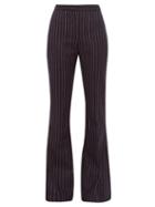 Matchesfashion.com Alexander Mcqueen - Flared Pinstriped Wool Trousers - Womens - Navy Stripe